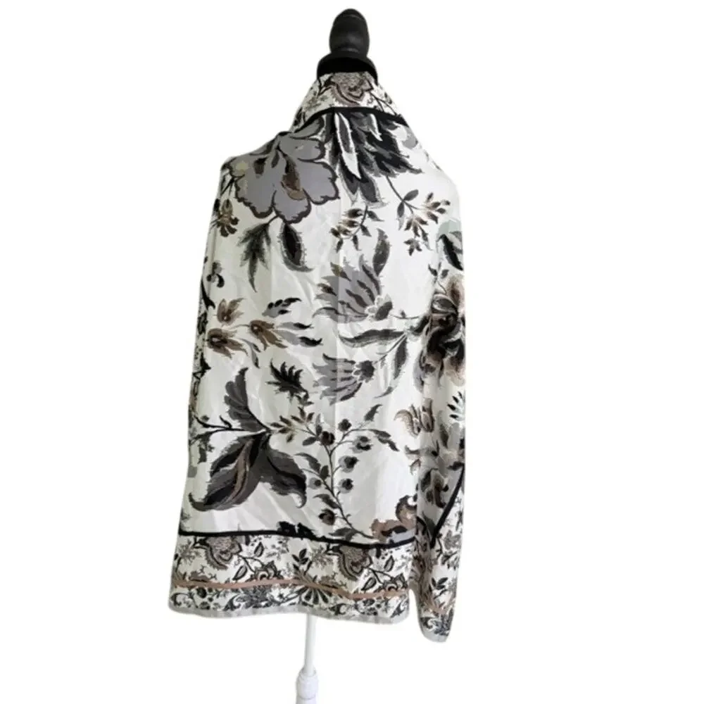 Apt 9 Square Scarf Ivory Black Floral Botanical Print Womens Classic Boho